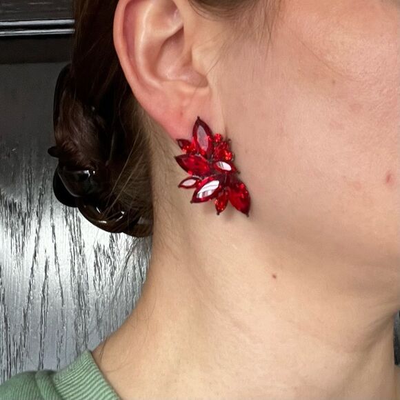 Retro Cluster Crystal Dangle Earrings Rhinestone Statement Stud Earrings - Picture 3 of 10